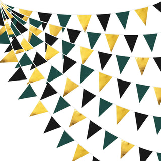  32Ft Gold Green Black Fabric Triangle Banner Flag Pennant Bunting Garland 1