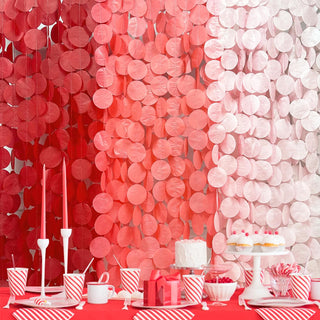 Valentine's Red Party Polka Dot Paper Garland in Ombre Red (192Ft) 1