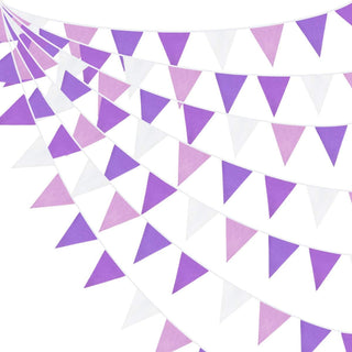 Lavender Theme Party Fabric Flag Banner in Purple & White (32Ft) 1
