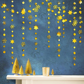 Gold Snowflakes Metallic Paper Garland for Christmas (52Ft) 2