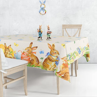  Rectangle Vintage Easter Bunny Tablecloth 4.5x9 ft