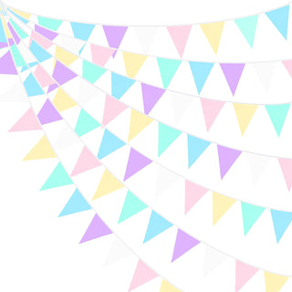 Macaron Party Pastel Fabric Pennant Flag Banner (32Ft) 1