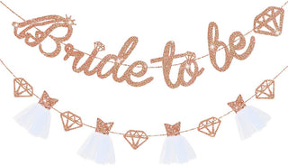 Rose Gold 'Bride To Be' Wedding Shower Decor Banner Glitter Paper (6m)1