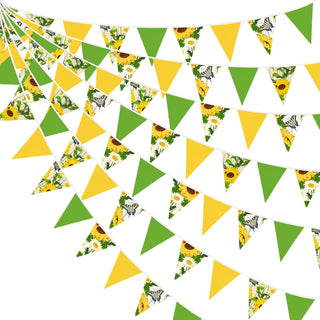 Sunflower Party Fabric Flag Bunting Banner in Yellow & Green  (32Ft) 1
