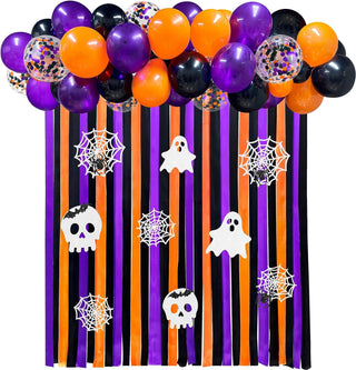 Halloween Party Black Orange Purple Ribbon Balloon Arch Set (197Ft) 1