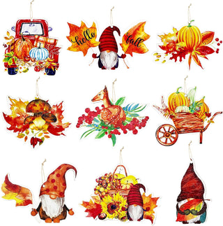 Fall Gnomes and Maple Leaf Tree Ornaments (18Pcs) 1