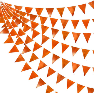  Orange Party Decor Metallic Fabric Pennant Triangle Flag Banner (32Ft) 1