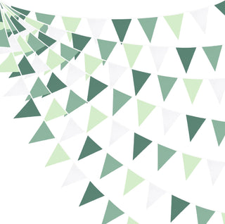 Summer Themed Fabric Flag Banner in Sage Green & Avocado Green (32Ft) 1