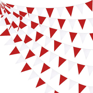  Wedding Banners of Triangle Fabric Flags in Red & White (32Ft) 1
