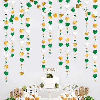 52Ft Green Gold and White Love Heart Garland Hanging Streamer Banner 1