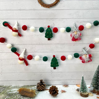 Christmas Garland with Snowman, Tree, Santa Claus and Pompom (8ft) 4