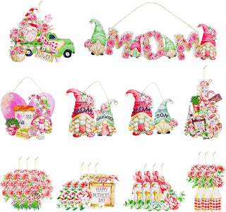 18Pcs Mothers Day Ornament Gnome Floral Flower Best Mom 1