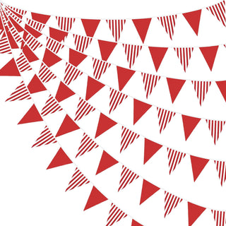 Birthday Party Red White Striped Bunting Flag Banner (32Ft) 1