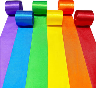 Rainbow Theme Party Colorful Satin Ribbon Streamer (197Ft) 1