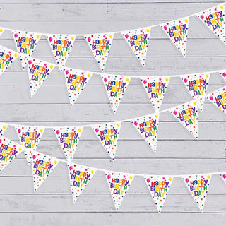 Colorful Happy Birthday Sign Pennant Bunting Flags 33ft 1