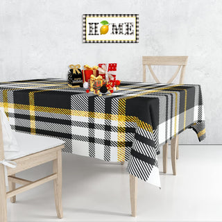 Buffalo Plaid Tablecloth in Black, Gold and White (54"x108") 1