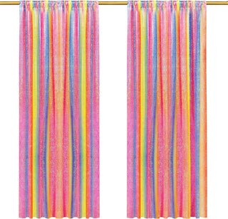 Iridescent Glitter Curtain Backdrop for Rainbow Theme Party(2Pcs) 1