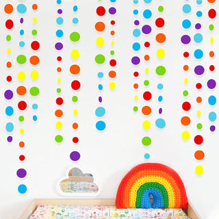 Rainbow Theme Colorful Circle Dots Hanging Paper Garland (46Ft) 1