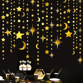 Crescent Star and Moon Garlands Set in Gold (62ft) 1