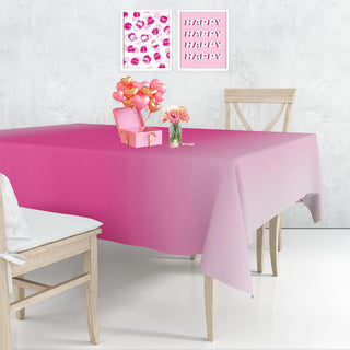 Gradient Tablecloth in Pink and White (54"x108") 1