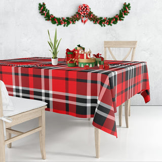 Buffalo Plaid Tablecloth in Black, Red and White (54"x108") 1
