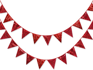 Red Party Decorations Double Sided Sequin Red Flag Banner (18FT) 1