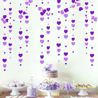 52 Ft Lavender Love Heart Garland Purple and White Hanging Streamer 1