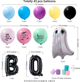 Pastel Halloween Balloons with Ghost & BOO Backdrop Kit (51pcs) 2
