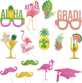 Tropical Photo Booth Props for Summer Graduation Party (14pcs ) 1