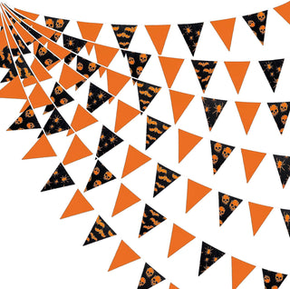 Halloween Orange Black Flag Banner with Spider, Skull & Bats (32Ft)  1