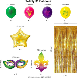 Carnival Mardi Gars Balloon Arch Fringe Foil Backdrop Kit (40pcs ) 2