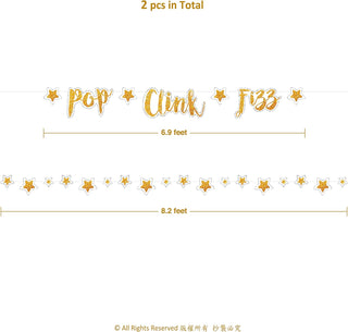 Novelty Champagne 'Pop Fizz Clink' Banner (2pcs)  2