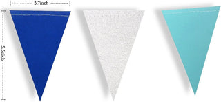 Paper Graduation Flags Banner in Navy Blue, light Blue & Silver (30Ft) 7