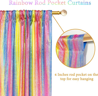 Iridescent Glitter Curtain Backdrop for Rainbow Theme Party(2Pcs) 8