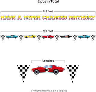 'Have a Super Charged Birthday' Racing Car Theme Party Banner (20Ft) 6