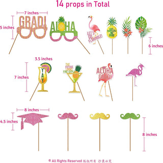 Tropical Photo Booth Props for Summer Graduation Party (14pcs ) 6