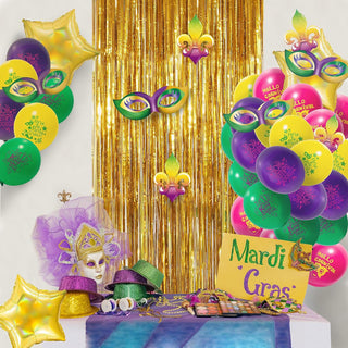 Carnival Mardi Gars Balloon Arch Fringe Foil Backdrop Kit (40pcs ) 5