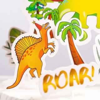 30pcs Dino ROAR Dinosaur Cupcake Toppers with Colourful Printing 4