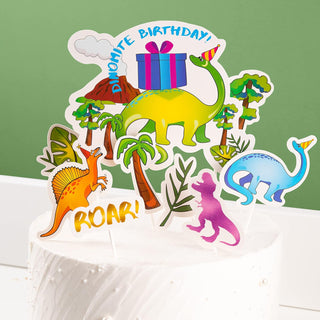 30pcs Dino ROAR Dinosaur Cupcake Toppers with Colourful Printing 5
