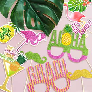 Tropical Photo Booth Props for Summer Graduation Party (14pcs ) 4