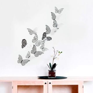 Black & Grey Removable Butterfly Stickers 3D Wall Decals (36Pcs) 2
