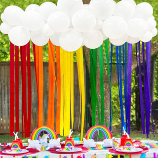 Rainbow Streamers and Cloud White Balloons Backdrop (47 pcs) 2