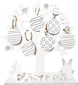 DIY Wood Easter Tree Centerpiece with Bunny Rabbit & Eggs