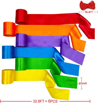 Rainbow Theme Party Colorful Satin Ribbon Streamer (197Ft) 6