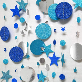 Blue and Silver Stars and Moons Garland (39Ft)1