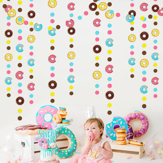 Donut Party Polka Dot Garland in Pink, Yellow, Blue & Brown (52Ft) 2