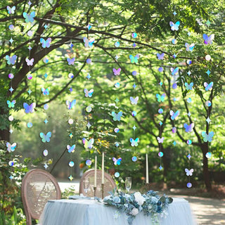 Iridescent Butterfly Paper Garland with Circle Dot & Star (51FT)  2