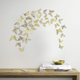 3D Hollow-out Gold Paper Butterflies Wall Stickers (48Pcs) 2