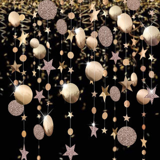 Champagne Gold Moons and Stars Garland (39Ft)  2
