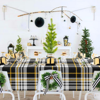 Buffalo Plaid Tablecloth in Black, Gold and White (54"x108") 2